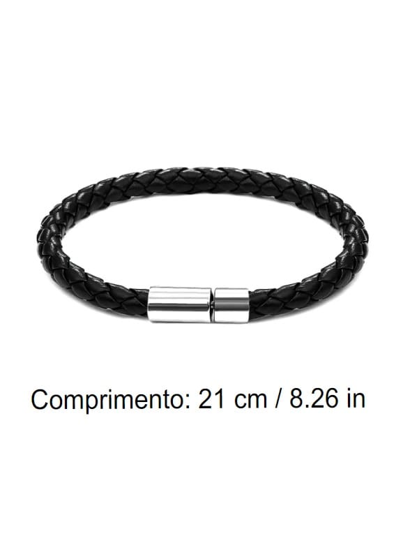 Pulseira em Couro PU Preto e Marrom - Kit com 2 Peças - Imagem 6