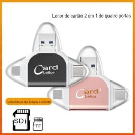 Leitor de Cartão 4 em 1 USB OTG para PC, Telefone e Laptop