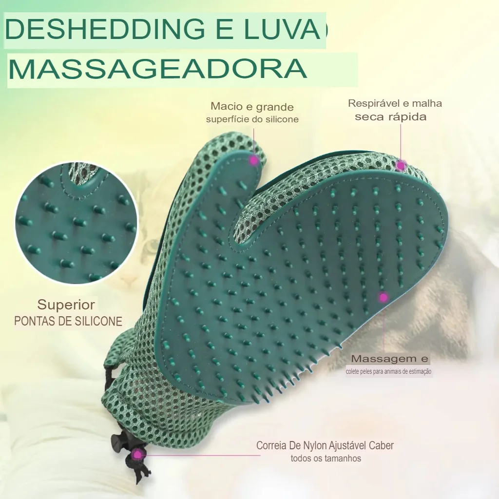 Luva Removedora de Pelos e Escova para Animais de Estimação - Imagem 8