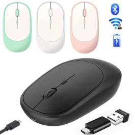 Mouse Wireless Recarregável com Bluetooth e USB Silencioso