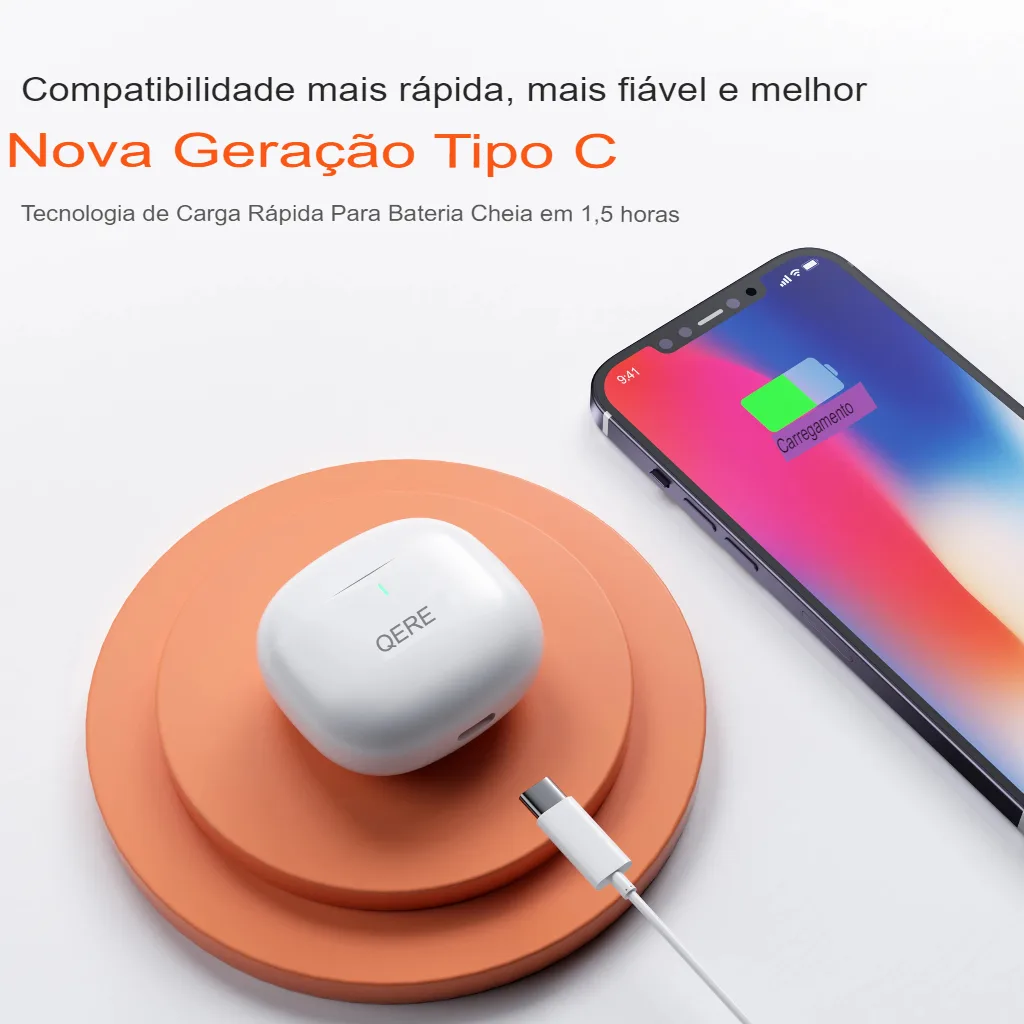 Fones Sem Fio QERE E28 Bluetooth 5.3 com Microfone HD e Baixa Latência - Imagem 3