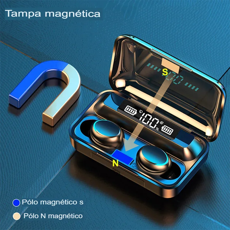 Fones de Ouvido TWS Bluetooth 9D Stereo Esportivo à Prova d'Água - Imagem 2