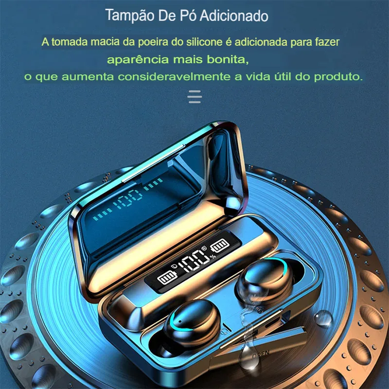 Fones de Ouvido TWS Bluetooth 9D Stereo Esportivo à Prova d'Água - Imagem 4