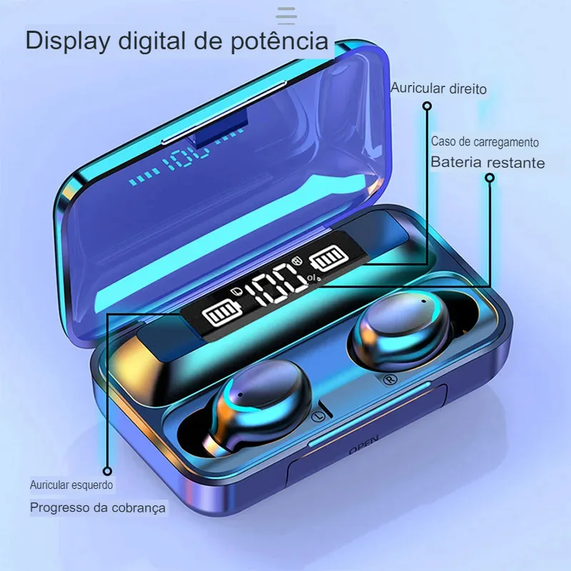 Fones de Ouvido TWS Bluetooth 9D Stereo Esportivo à Prova d'Água - Imagem 6