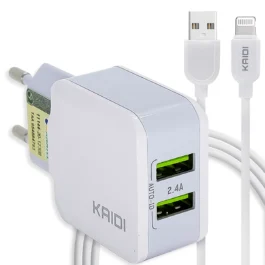 Carregador Turbo Kaidi Para Smartphone com Cabo Iphone