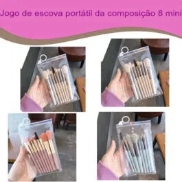Kit 8 Pincéis de Maquiagem para Base, Blush, Contorno e Sobrancelha
