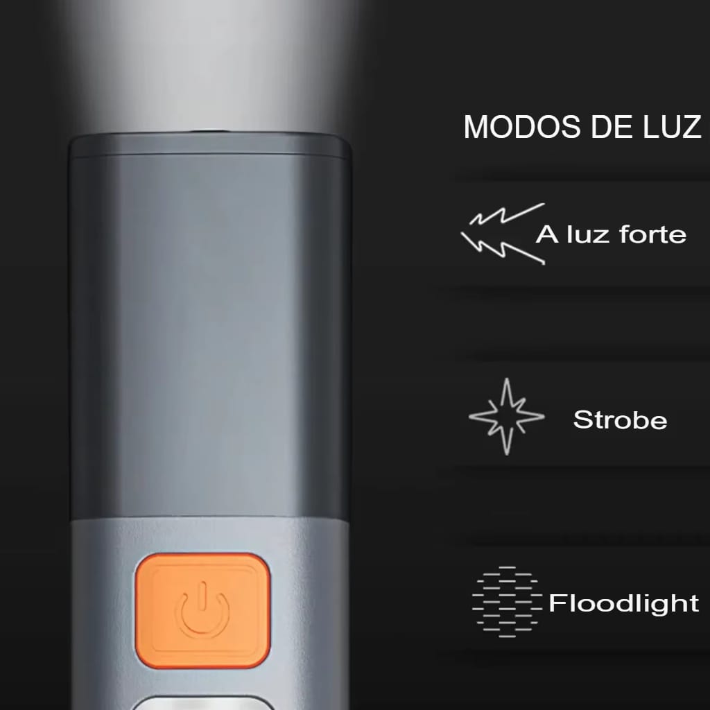 Lanterna Portátil Recarregável com LED e Foco Telescópico para Camping - Imagem 6