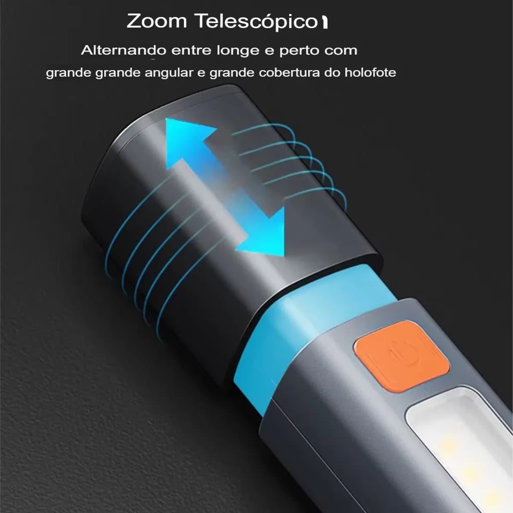 Lanterna Portátil Recarregável com LED e Foco Telescópico para Camping - Imagem 4