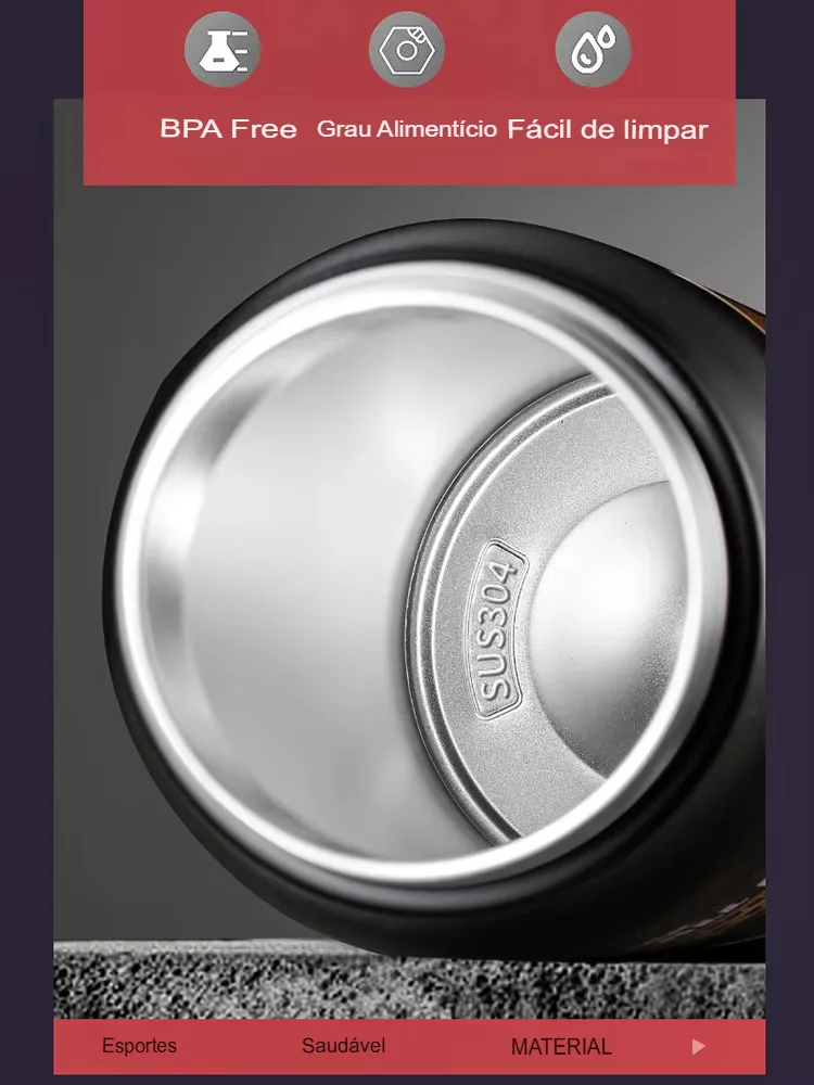 Garrafa Térmica de Aço Inox com Canudo e Tampa de Fechamento Simples - Imagem 15