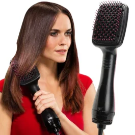 Escova Modeladora de Cabelo 3 em 1: Secador, Chapinha e Cacheador