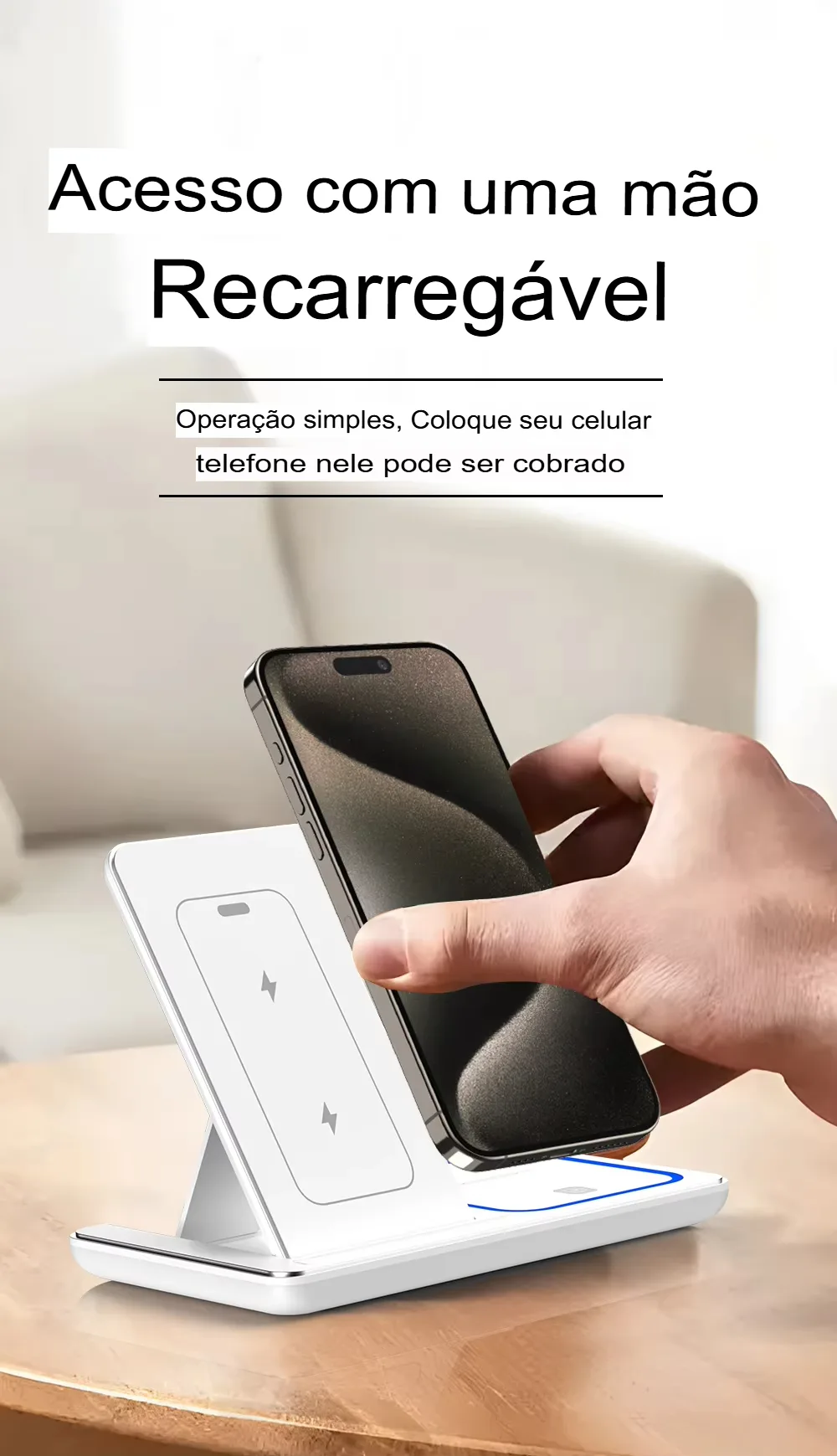 Carregador Sem Fio 3 em 1 Dobr&aacute;vel 30W para iPhone, Apple Watch e AirPods - Imagem 5
