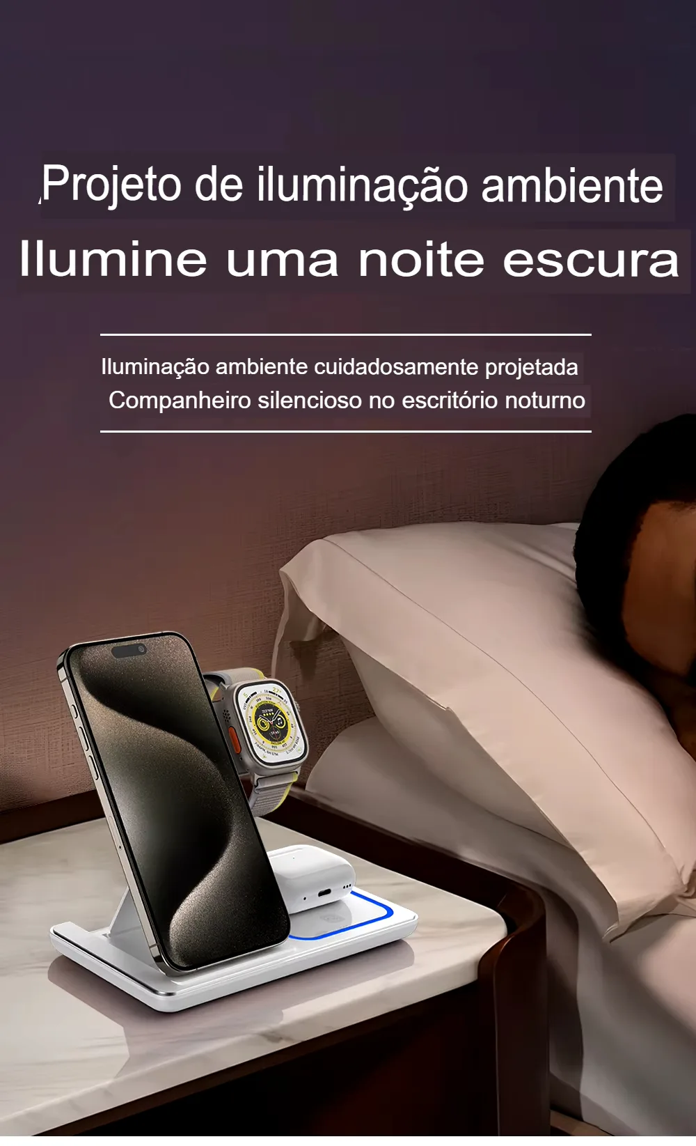 Carregador Sem Fio 3 em 1 Dobr&aacute;vel 30W para iPhone, Apple Watch e AirPods - Imagem 12