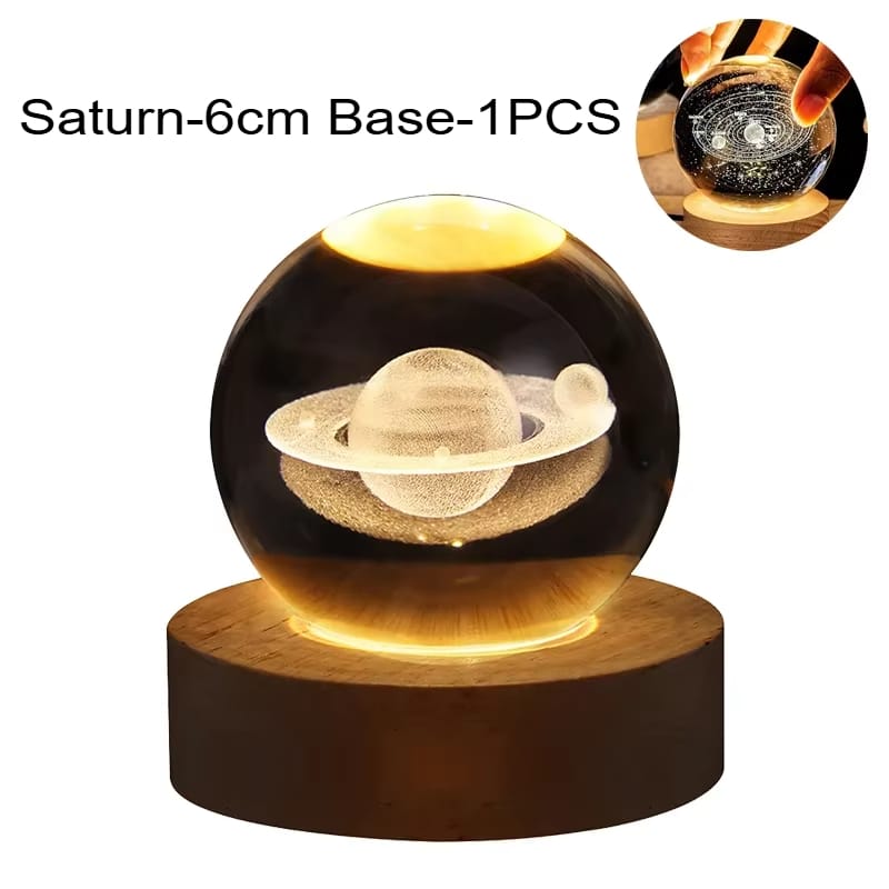 Luminária USB 3D Cristal Lua e Galáxia para Decoração e Presentes - Imagem 25