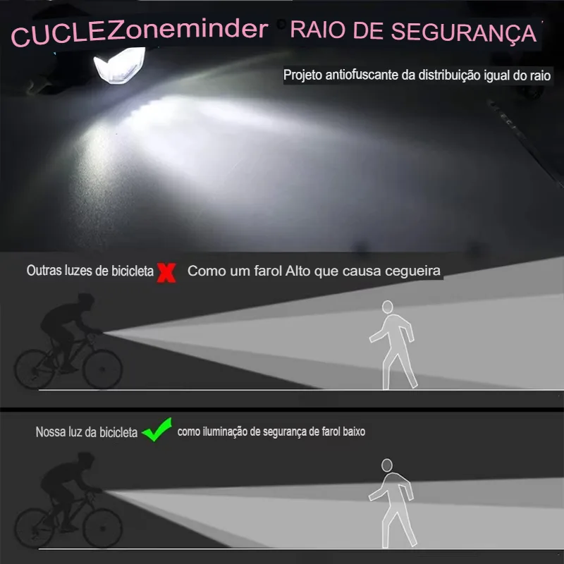 Conjunto de Luz USB Recarregável para Bicicleta com Lanterna e Farol Traseiro - Imagem 10