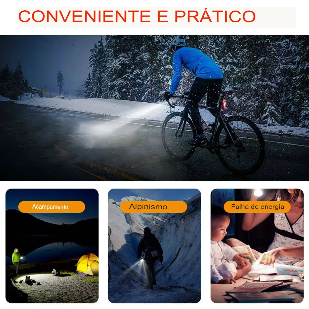 Conjunto de Luz USB Recarregável para Bicicleta com Lanterna e Farol Traseiro - Imagem 13