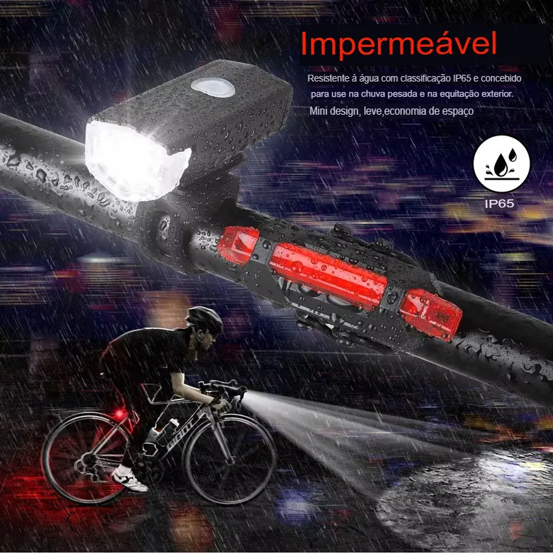 Conjunto de Luz USB Recarregável para Bicicleta com Lanterna e Farol Traseiro - Imagem 17