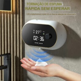 Dispensador Automático de Sabonete com Sensor Infravermelho e Tela de Temperatura
