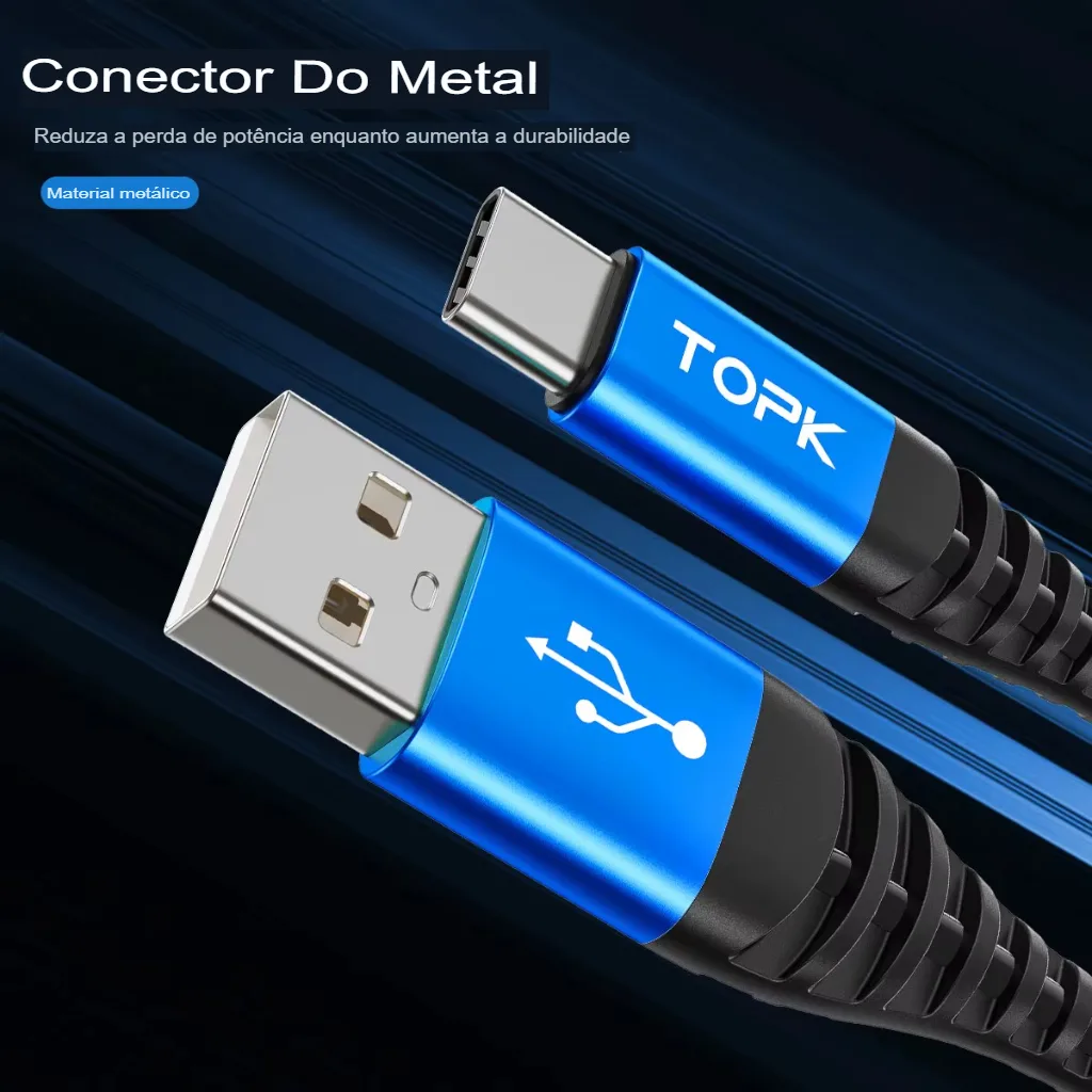 Cabo USB-C de 1m e 2m para Carregamento Rápido Compativel com Samsung e Outros - Imagem 6