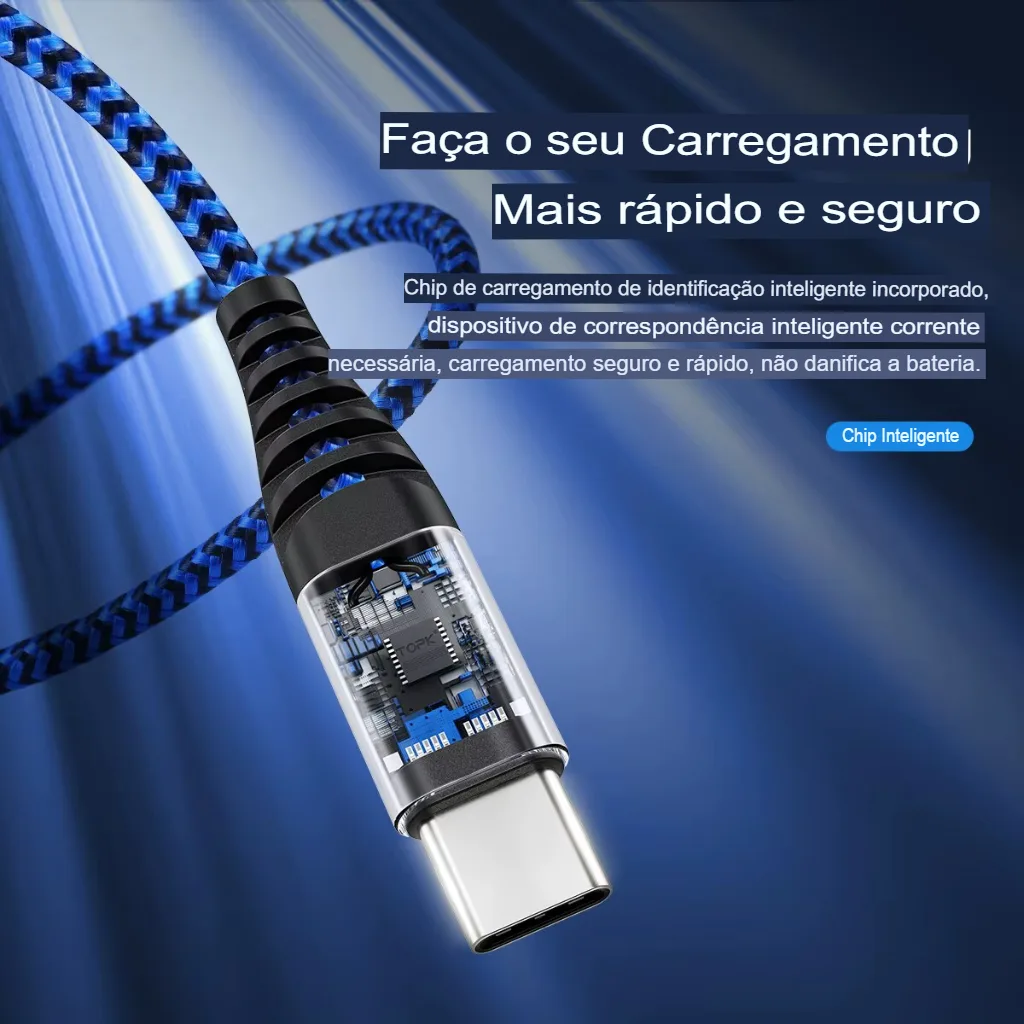 Cabo USB-C de 1m e 2m para Carregamento Rápido Compativel com Samsung e Outros - Imagem 5