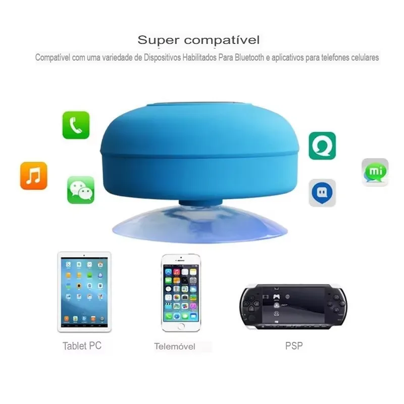 Caixa de Som Bluetooth Portátil à Prova D'Água para Banho e Atividades Externas - Imagem 11