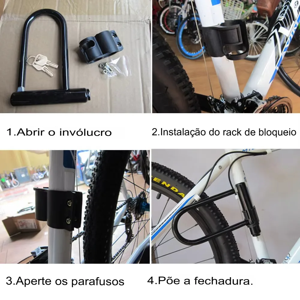 Cadeado U Lock Antifurto para Bicicletas com 2 Chaves - Imagem 11