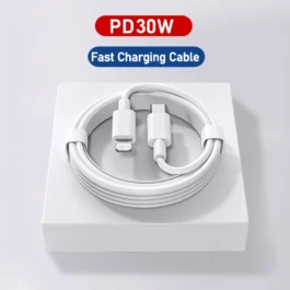 Cabo de Carregamento Rápido 30W para iPhone – USB C para Lightning