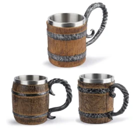 Caneca Viking Estilo Barril para Cerveja e Café com Isolamento