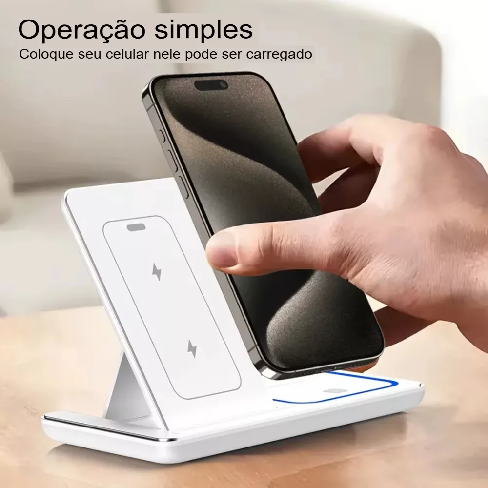 Carregador Sem Fio 3 em 1: Rápido, Dobrável e Completo - Imagem 9