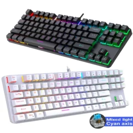 Teclado Mecânico Gamer RGB com 87 Teclas para Jogos e Escritório