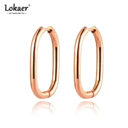 Brincos Hoop Geométricos de Aço Inoxidável Lokaer