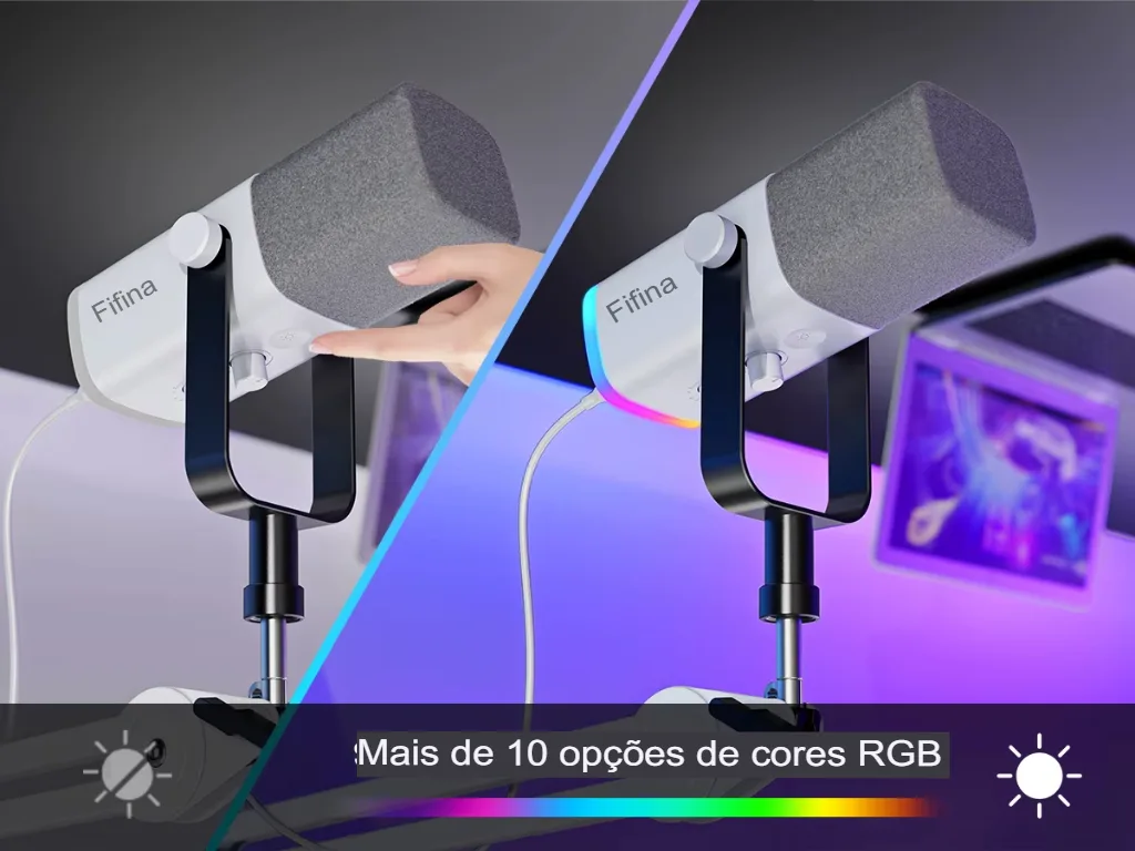 Microfone Dinâmico FIFINE AM8W XLR/USB com RGB e Mudo - Imagem 12
