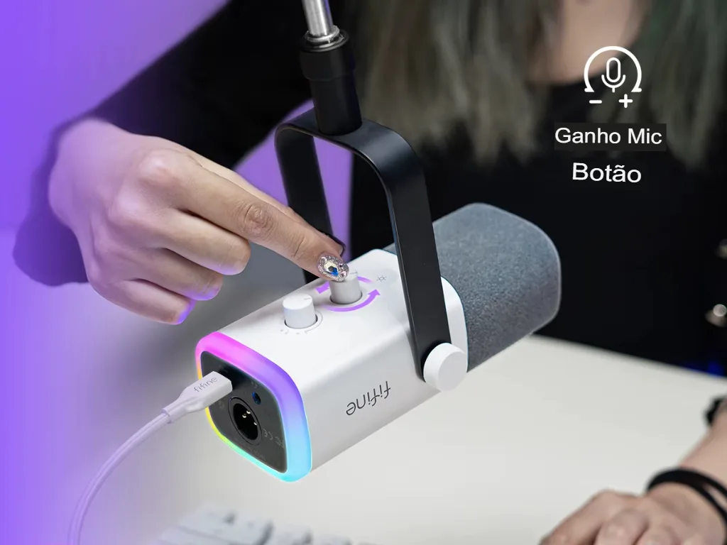 Microfone Dinâmico FIFINE AM8W XLR/USB com RGB e Mudo - Imagem 13