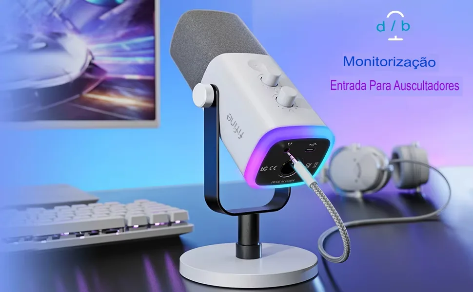 Microfone Dinâmico FIFINE AM8W XLR/USB com RGB e Mudo - Imagem 18