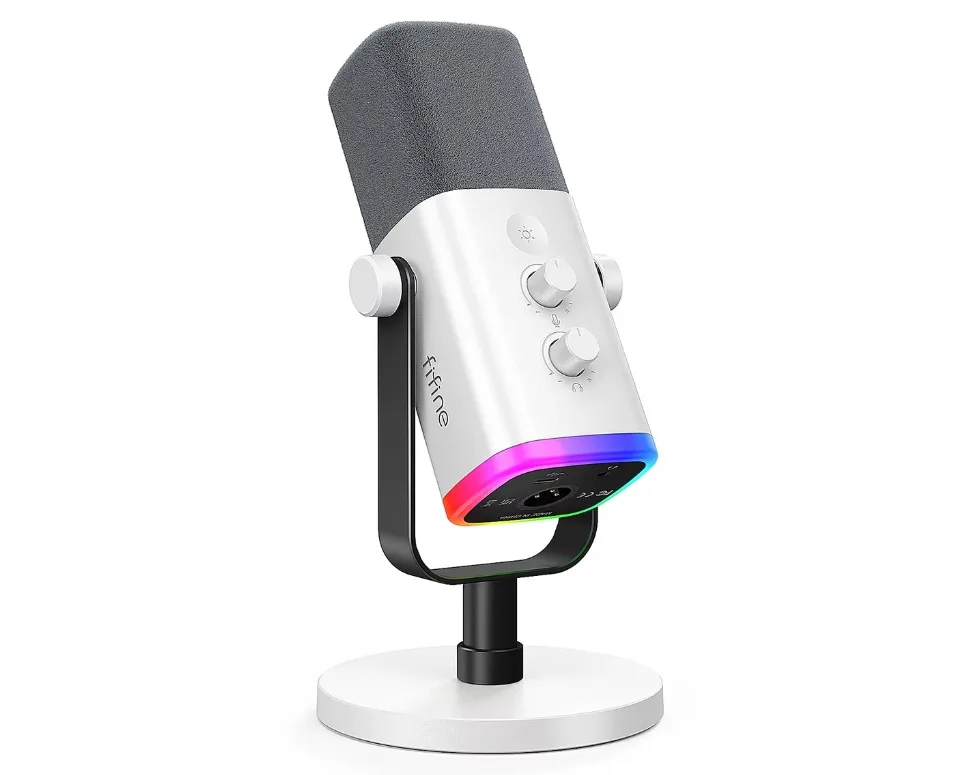 Microfone Dinâmico FIFINE AM8W XLR/USB com RGB e Mudo