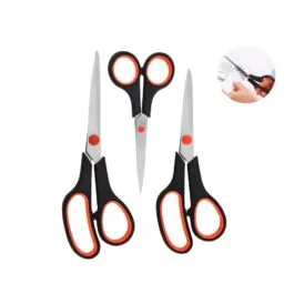 Kit 3 Tesouras Multiuso Aço Inox: Cabelo, Papel e Artesanato com Precisão