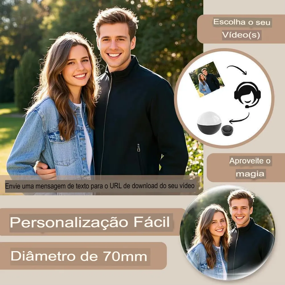Bola de Memórias 3D: Vídeo, Som e Personalização. Presente Inesquecível! - Imagem 27