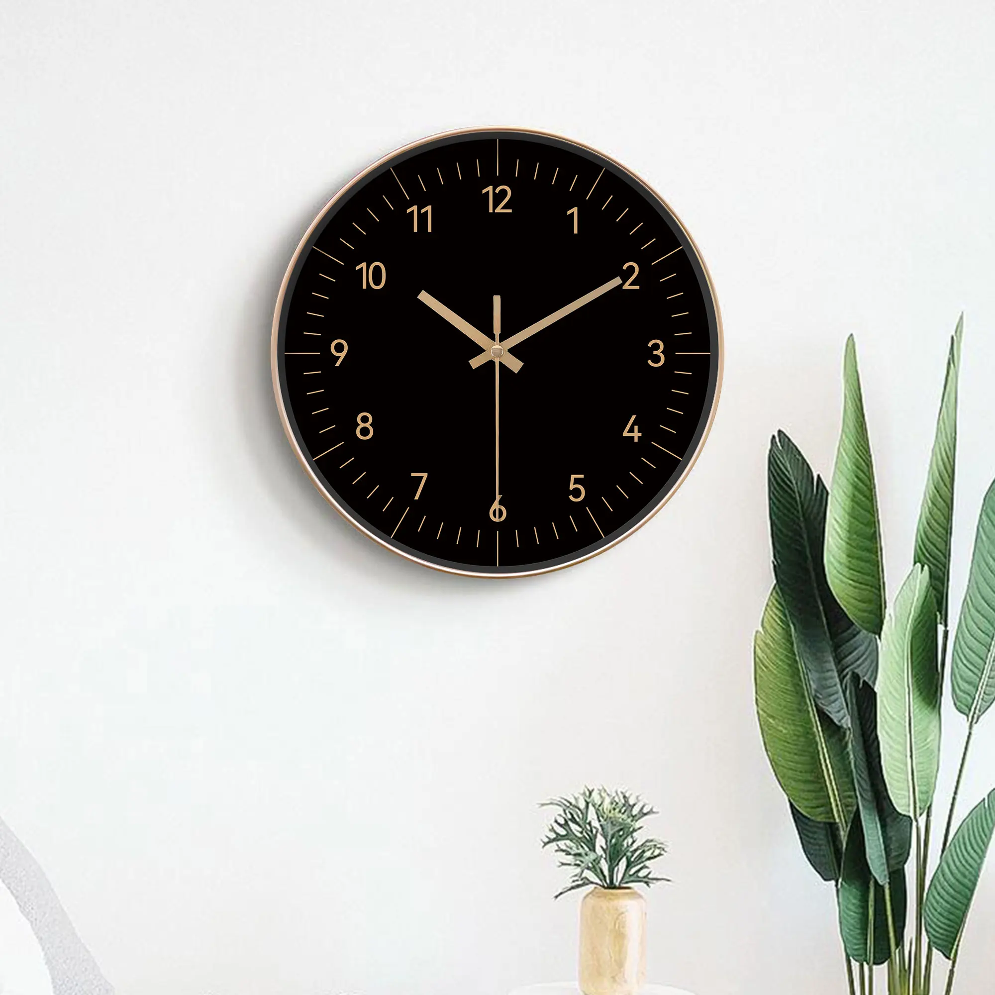 Relógio de Parede Minimalista Preto e Dourado Silencioso e Elegante para Decoração - Imagem 6