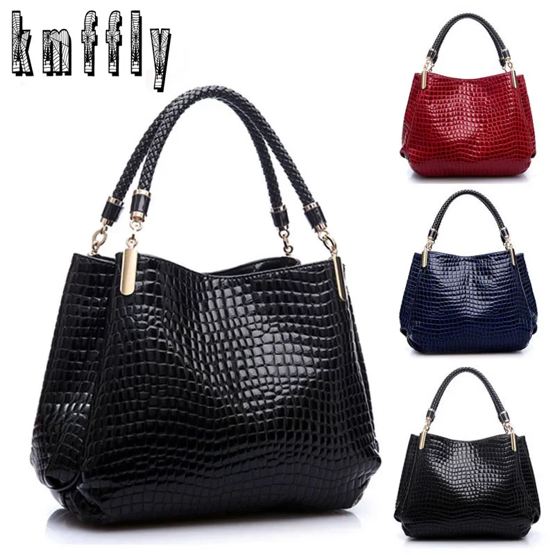 Bolsa Feminina de Luxo Croco Designer: Ombro e Mão em Couro Sintético Premium