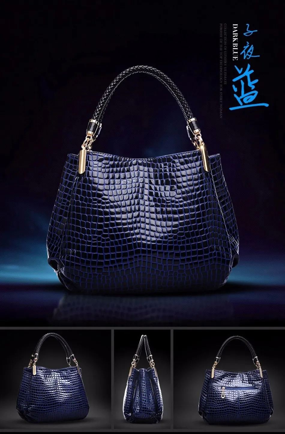 Bolsa Feminina de Luxo Croco Designer: Ombro e Mão em Couro Sintético Premium - Imagem 16