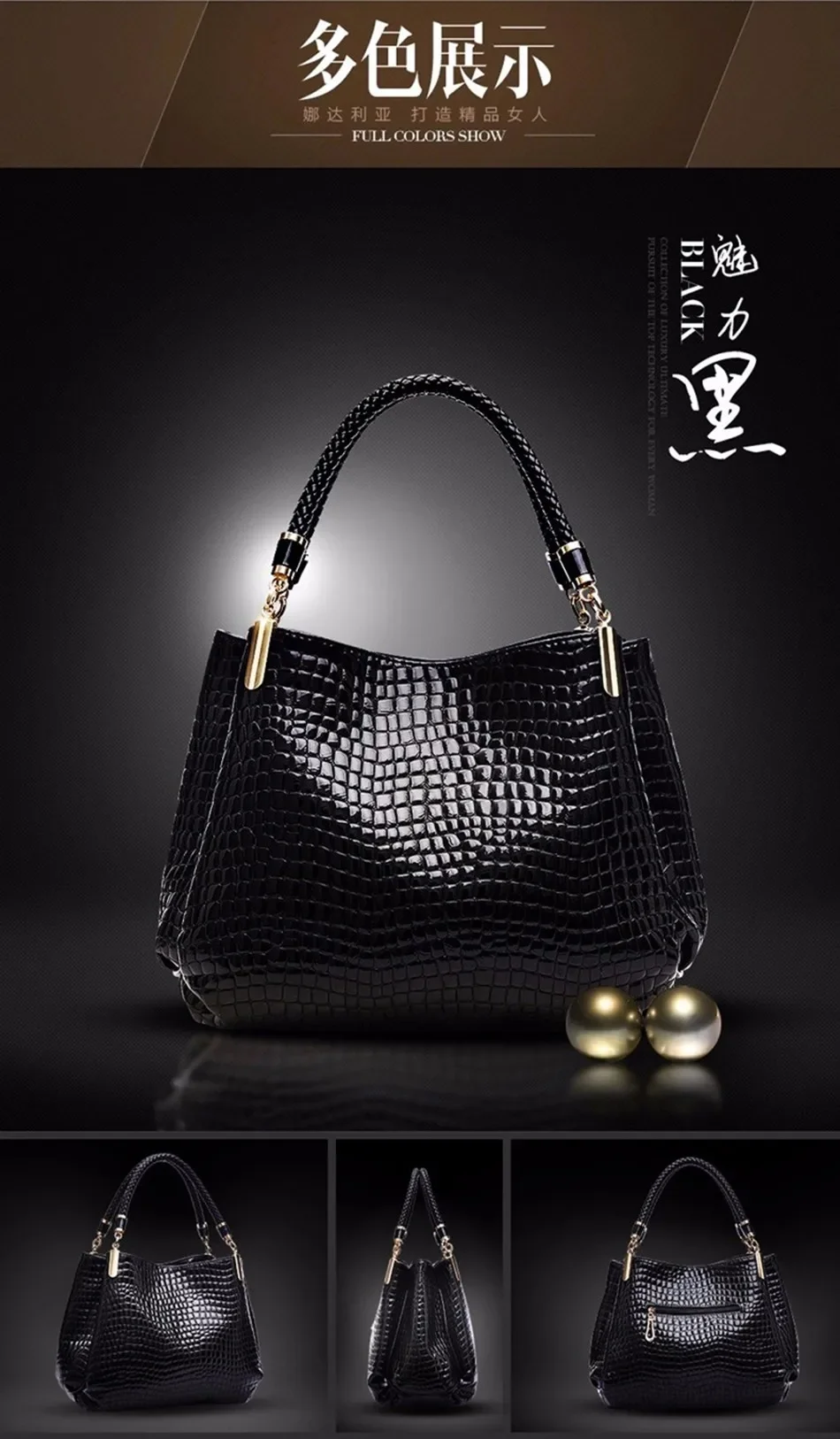 Bolsa Feminina de Luxo Croco Designer: Ombro e Mão em Couro Sintético Premium - Imagem 14