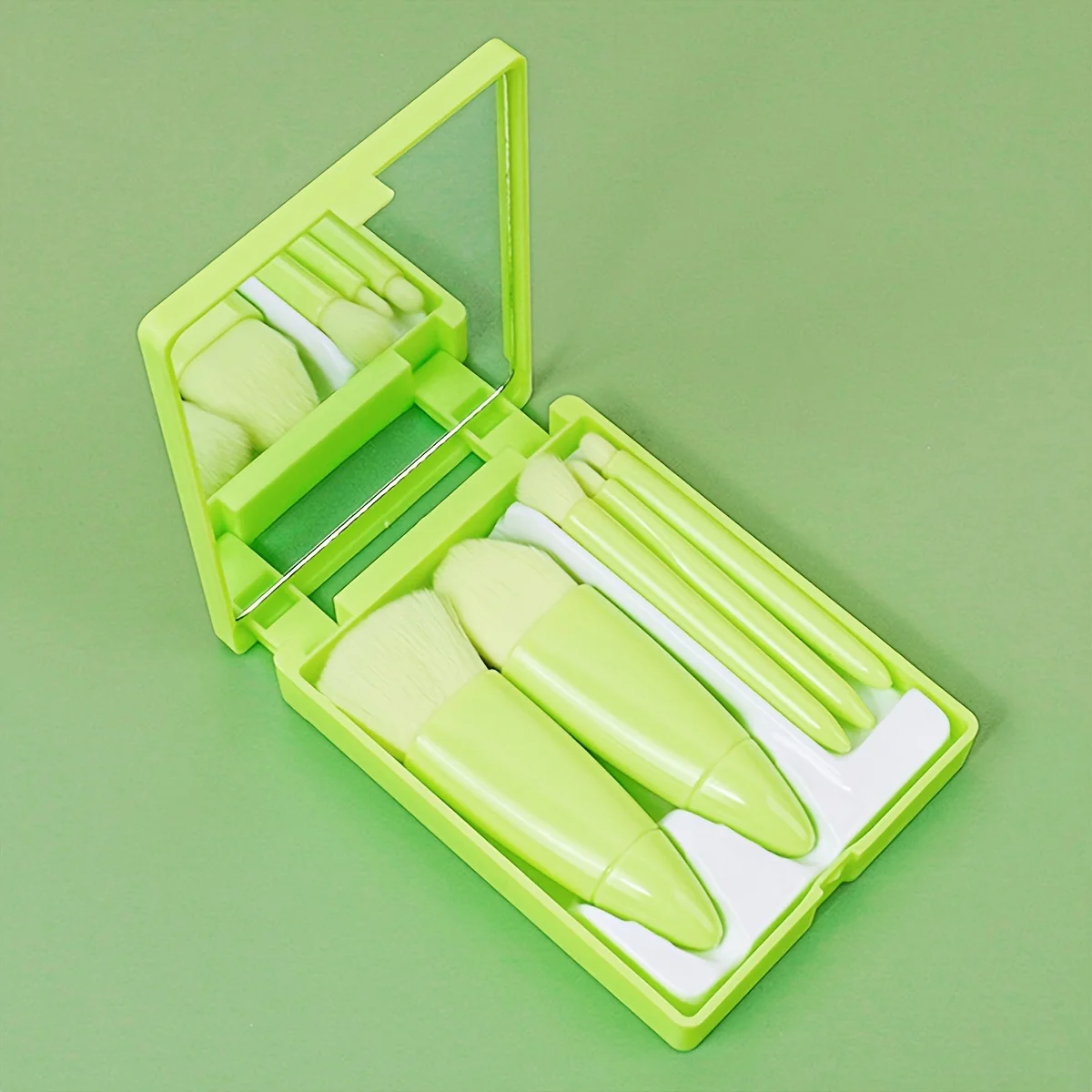 Kit Mini Pincéis de Maquiagem 5 Peças com Espelho - Cerdas Macias e Precisão Compacta - Imagem 6