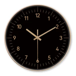Relógio de Parede Minimalista Preto e Dourado Silencioso e Elegante para Decoração