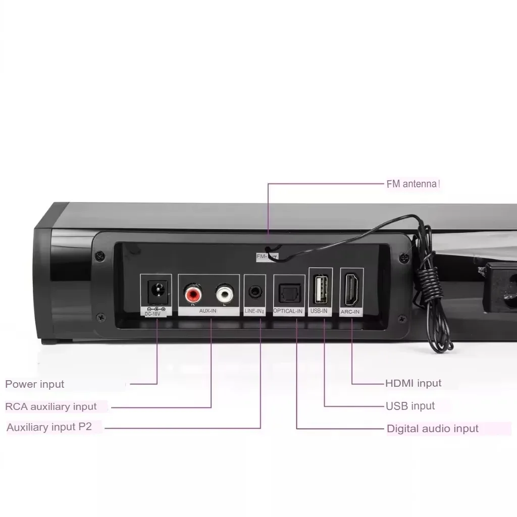 Soundbar Bluetooth 20W: Som Potente e Imersivo para Sua TV e Home Theater Sem Fio - Imagem 2