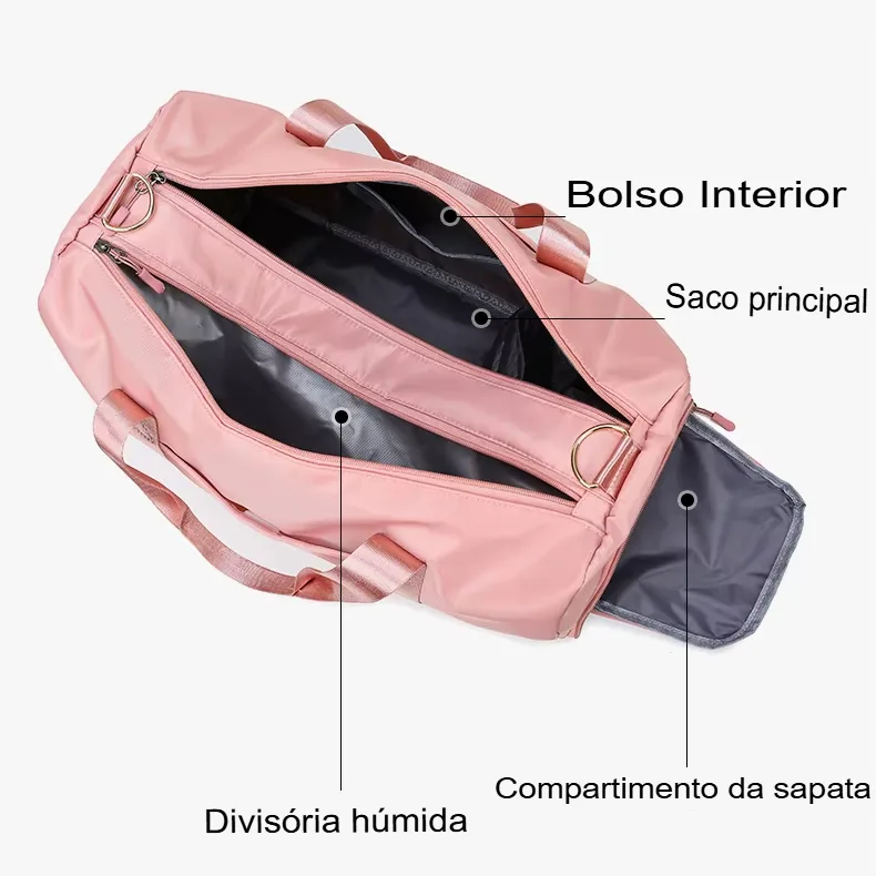 Bolsa de Viagem e Academia Imperme&aacute;vel com Compartimento para Sapatos e Separa&ccedil;&atilde;o Seco/Molhado - Imagem 24