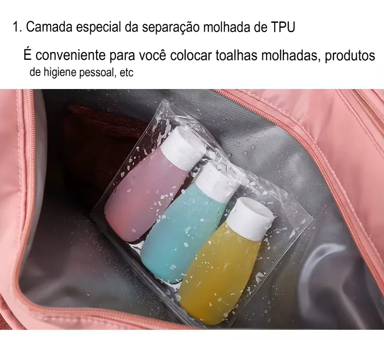 Bolsa de Viagem e Academia Imperme&aacute;vel com Compartimento para Sapatos e Separa&ccedil;&atilde;o Seco/Molhado - Imagem 25