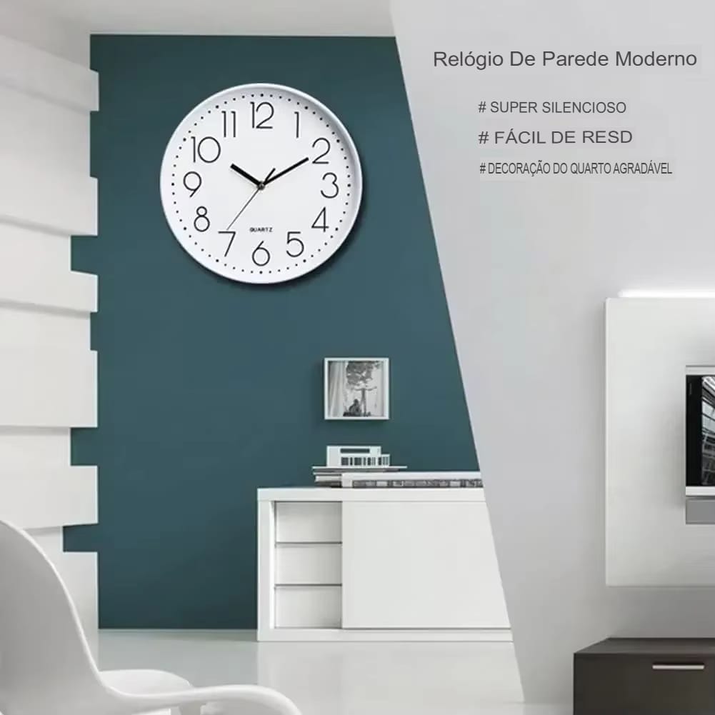Relógio de Parede Decorativo Silencioso Mostrador Grande Números Vermelhos - Imagem 16