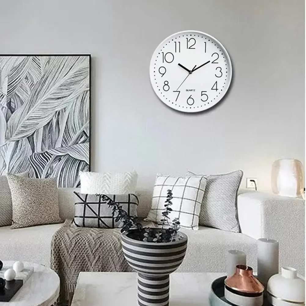 Relógio de Parede Decorativo Silencioso Mostrador Grande Números Vermelhos - Imagem 3