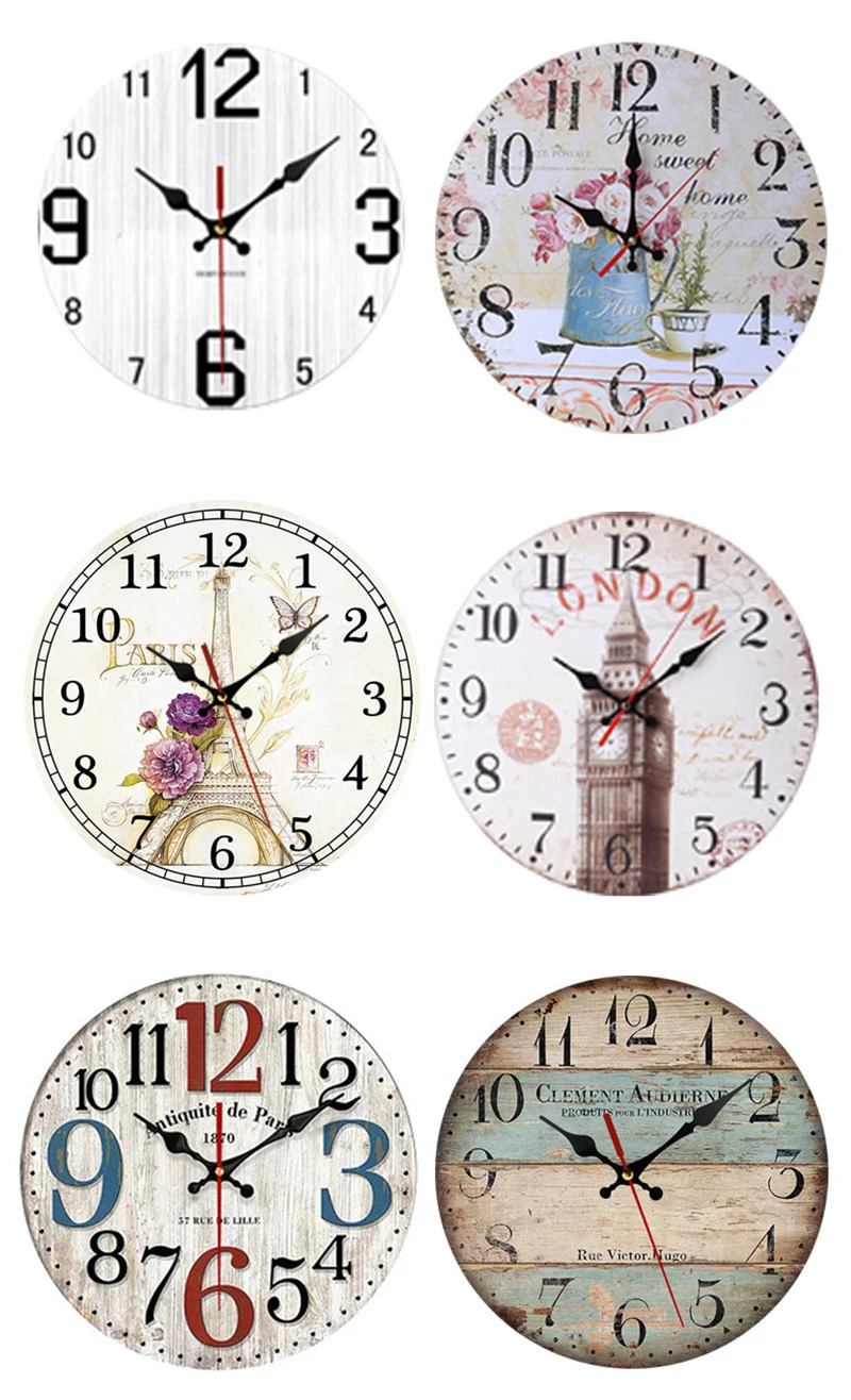 Relógio de Parede Vintage Silencioso 30cm: Charme Retrô para Sua Decoração - Imagem 19